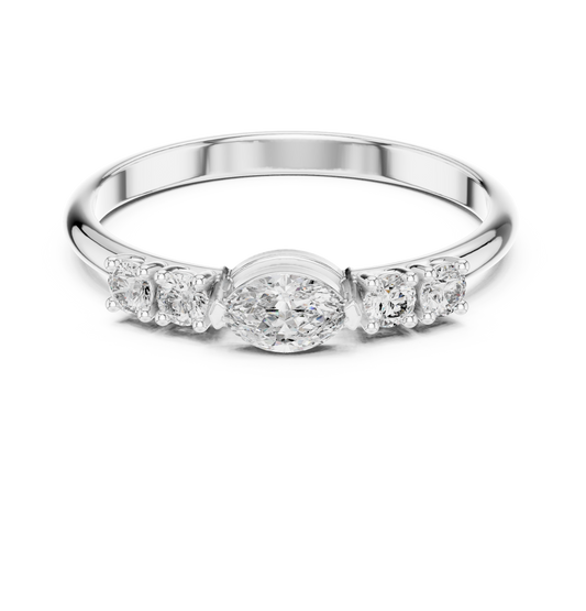 Horizontal Oval Accent Solitaire Lab Grown Diamond Ring