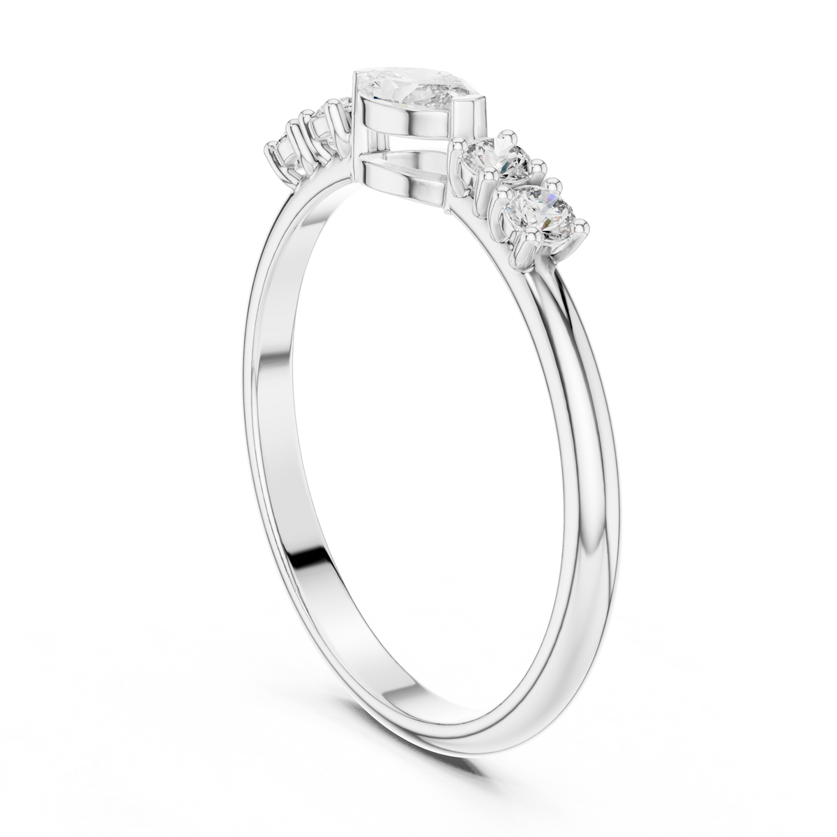 Horizontal Oval Accent Solitaire Lab Grown Diamond Ring