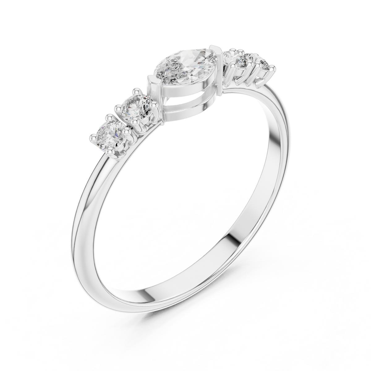Horizontal Oval Accent Solitaire Lab Grown Diamond Ring