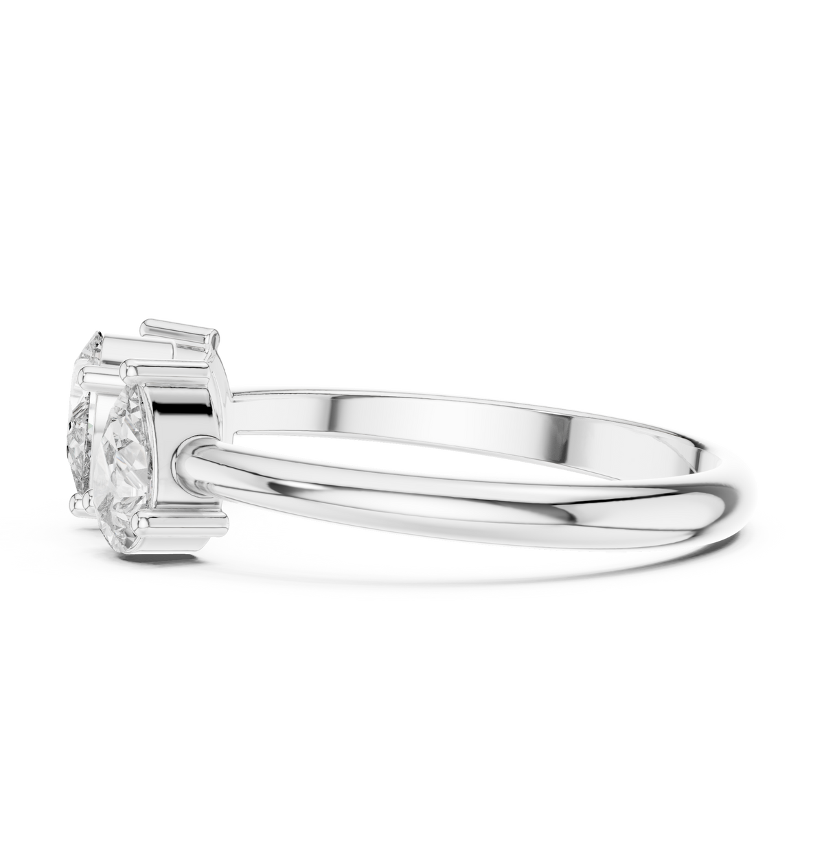 Pear Cut Three-Stone Lab Grown Diamond Ring in 925 Silver