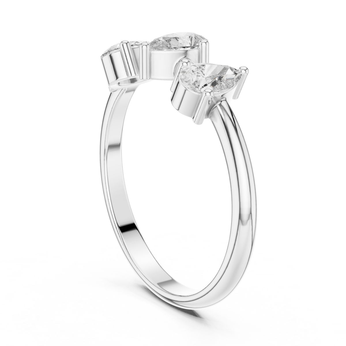 Pear Cut Three-Stone Lab Grown Diamond Ring in 925 Silver