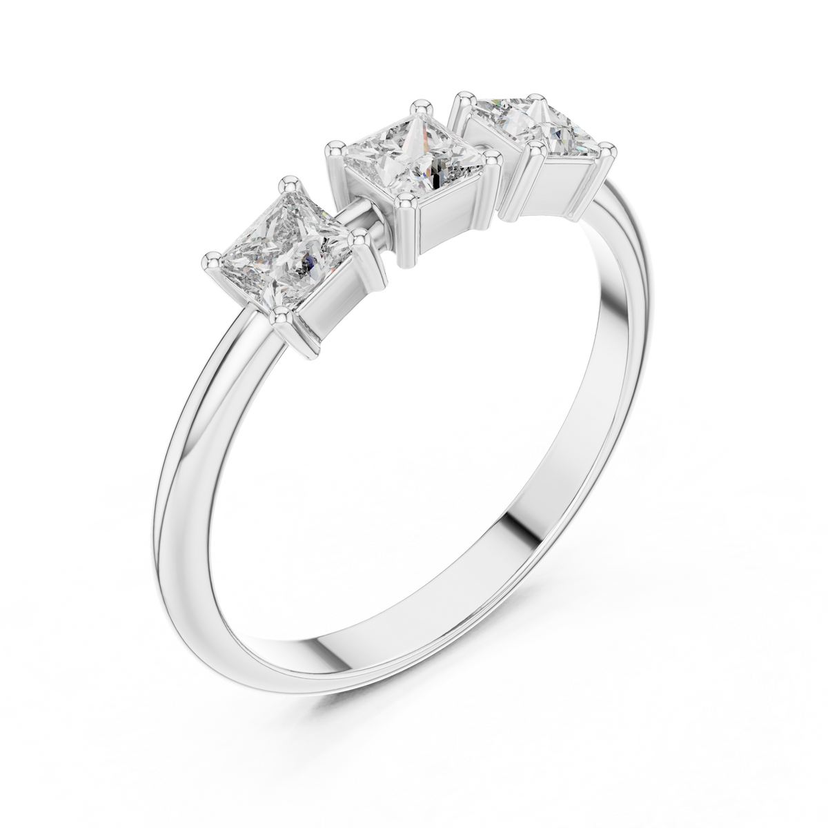 Princess Cut Three-Stone Lab Grown Diamond Ring