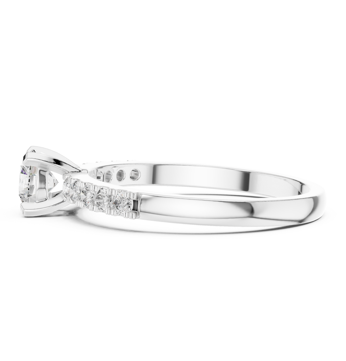 Round Brilliant Accent Solitaire Lab Grown Diamond Ring