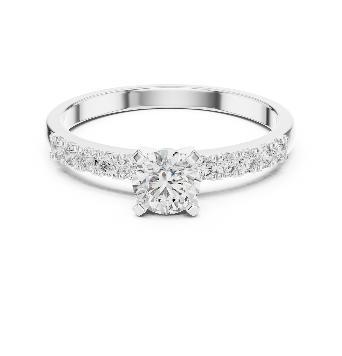 Round Brilliant Accent Solitaire Lab Grown Diamond Ring