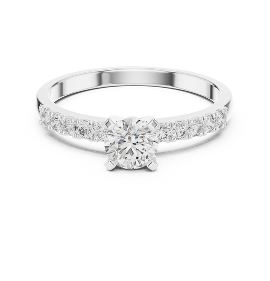 Round Brilliant Accent Solitaire Lab Grown Diamond Ring