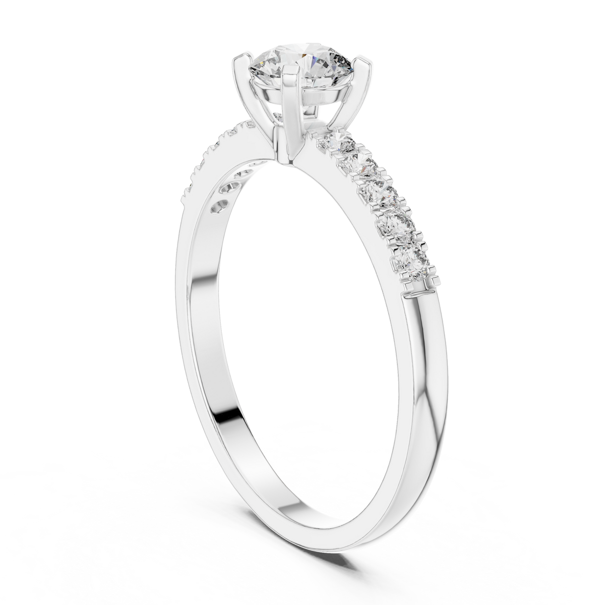 Round Brilliant Accent Solitaire Lab Grown Diamond Ring