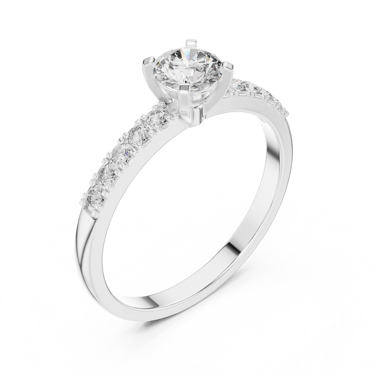 Round Brilliant Accent Solitaire Lab Grown Diamond Ring