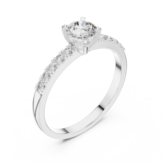 Round Brilliant Accent Solitaire Lab Grown Diamond Ring
