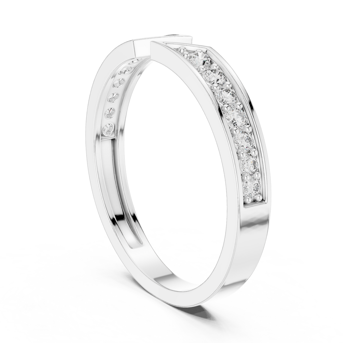 Open Bypass Milgrain Chevron Lab Grown Diamond Ring