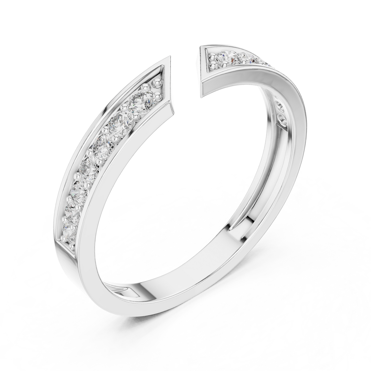 Open Bypass Milgrain Chevron Lab Grown Diamond Ring