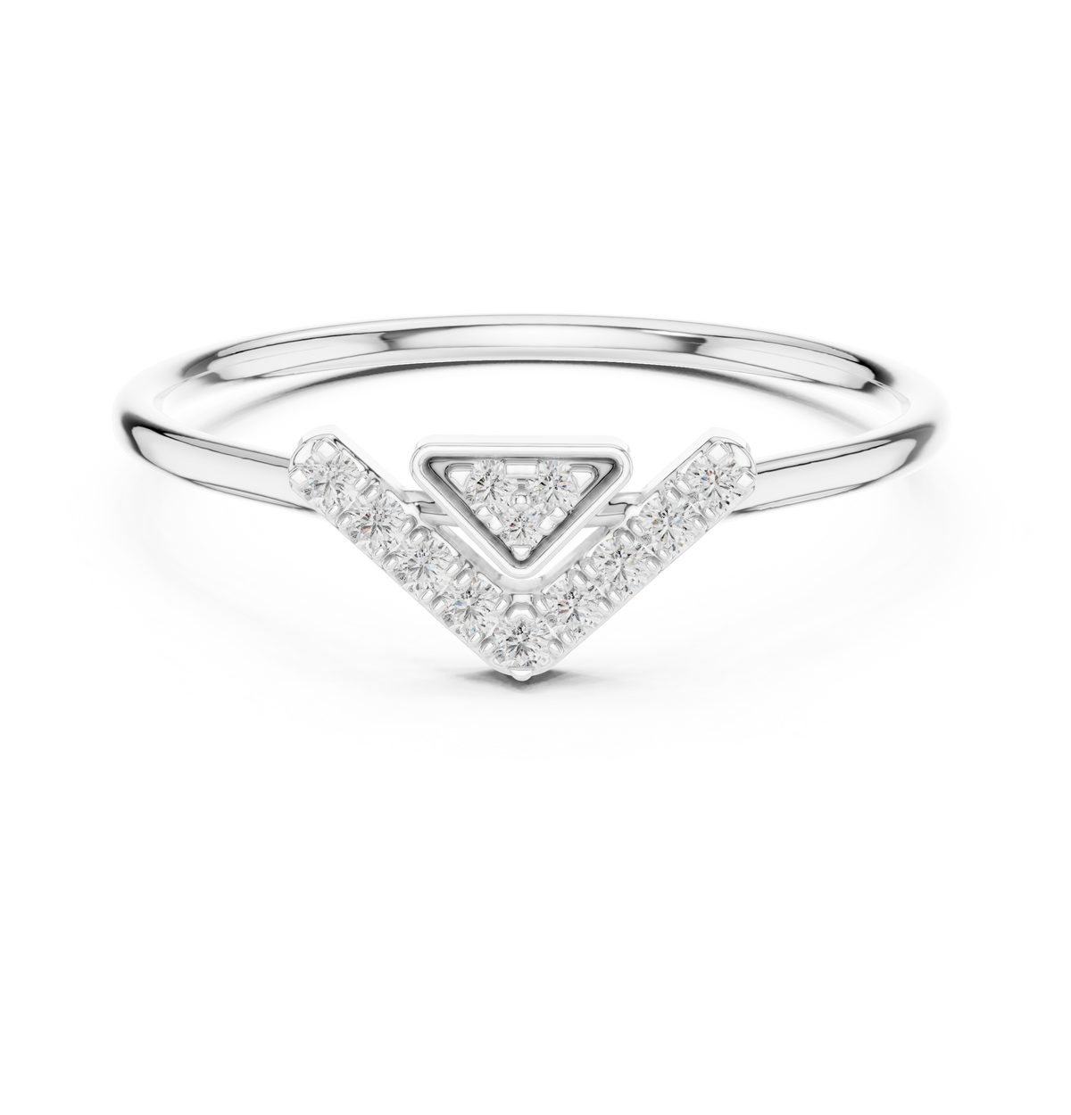 Triangle Cluster V-Shape Lab Grown Diamond Ring