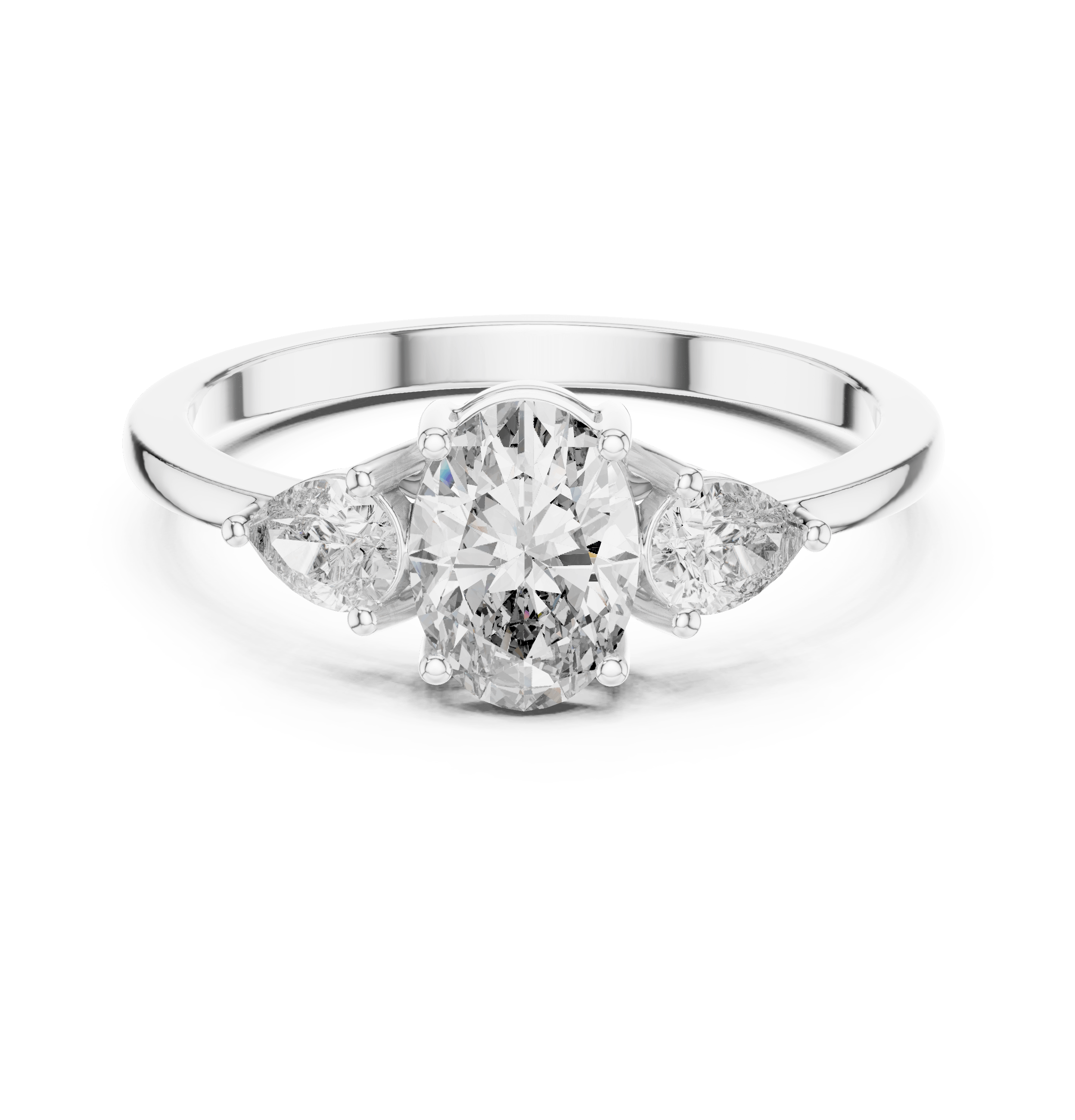Trilogy Oval Cut Pear Accent Lab Grown Diamond Ring