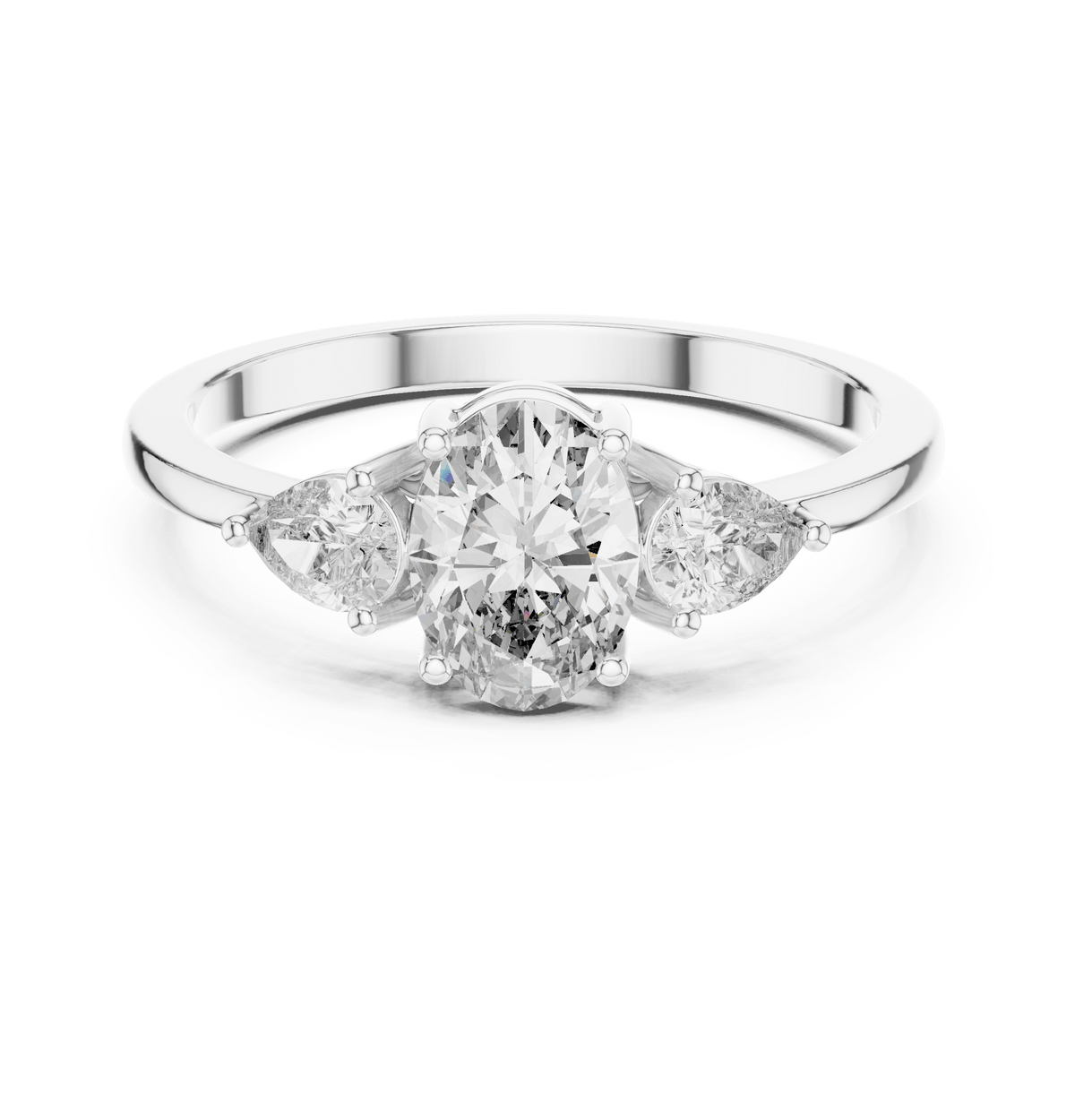 Trilogy Oval Cut Pear Accent Lab Grown Diamond Ring