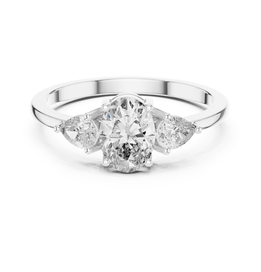 Trilogy Oval Cut Pear Accent Lab Grown Diamond Ring