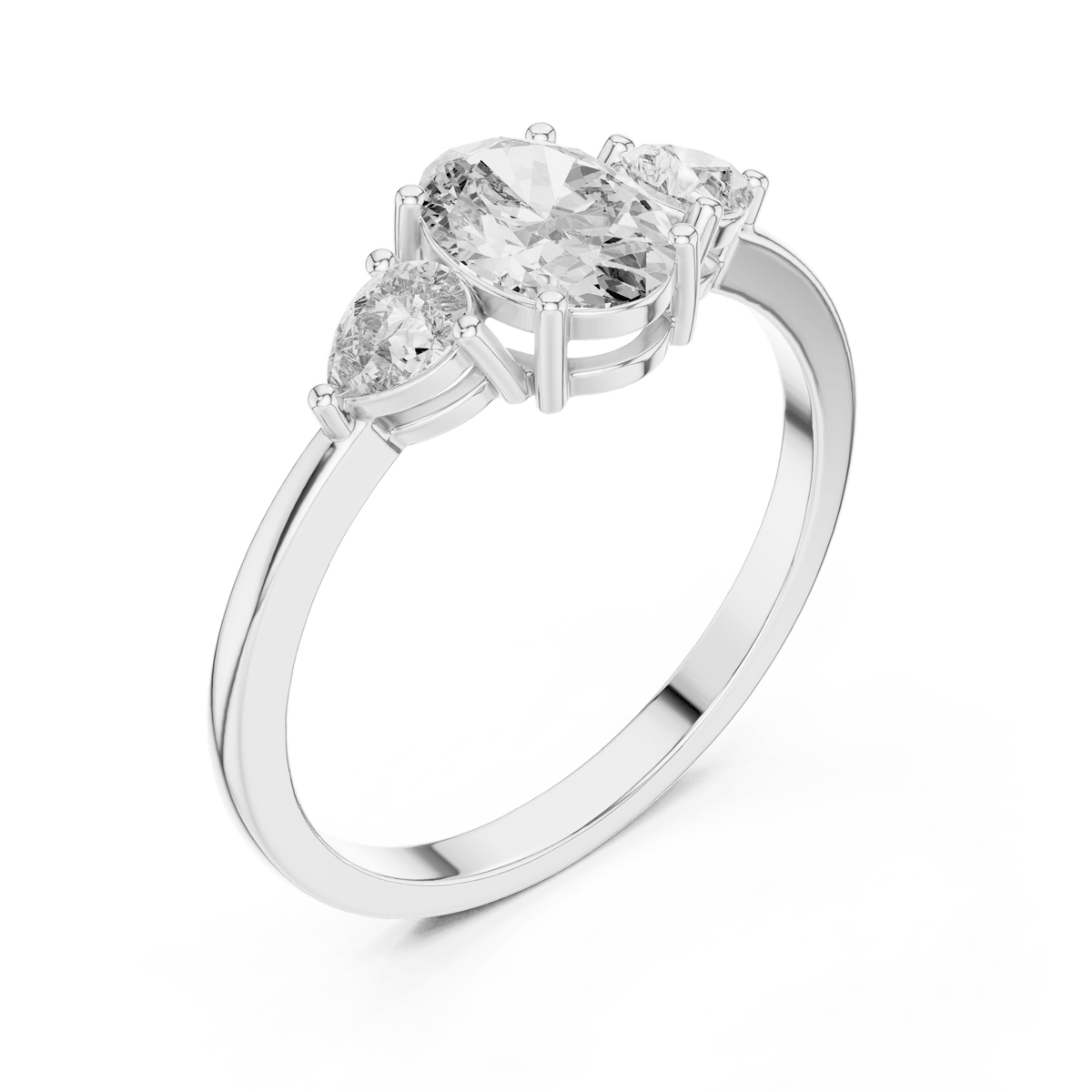Trilogy Oval Cut Pear Accent Lab Grown Diamond Ring