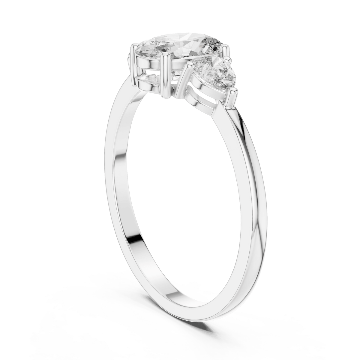Trilogy Oval Cut Pear Accent Lab Grown Diamond Ring
