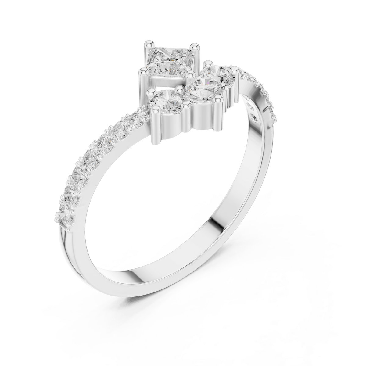 Kite Princess Chevron Cluster Lab Grown Diamond Ring