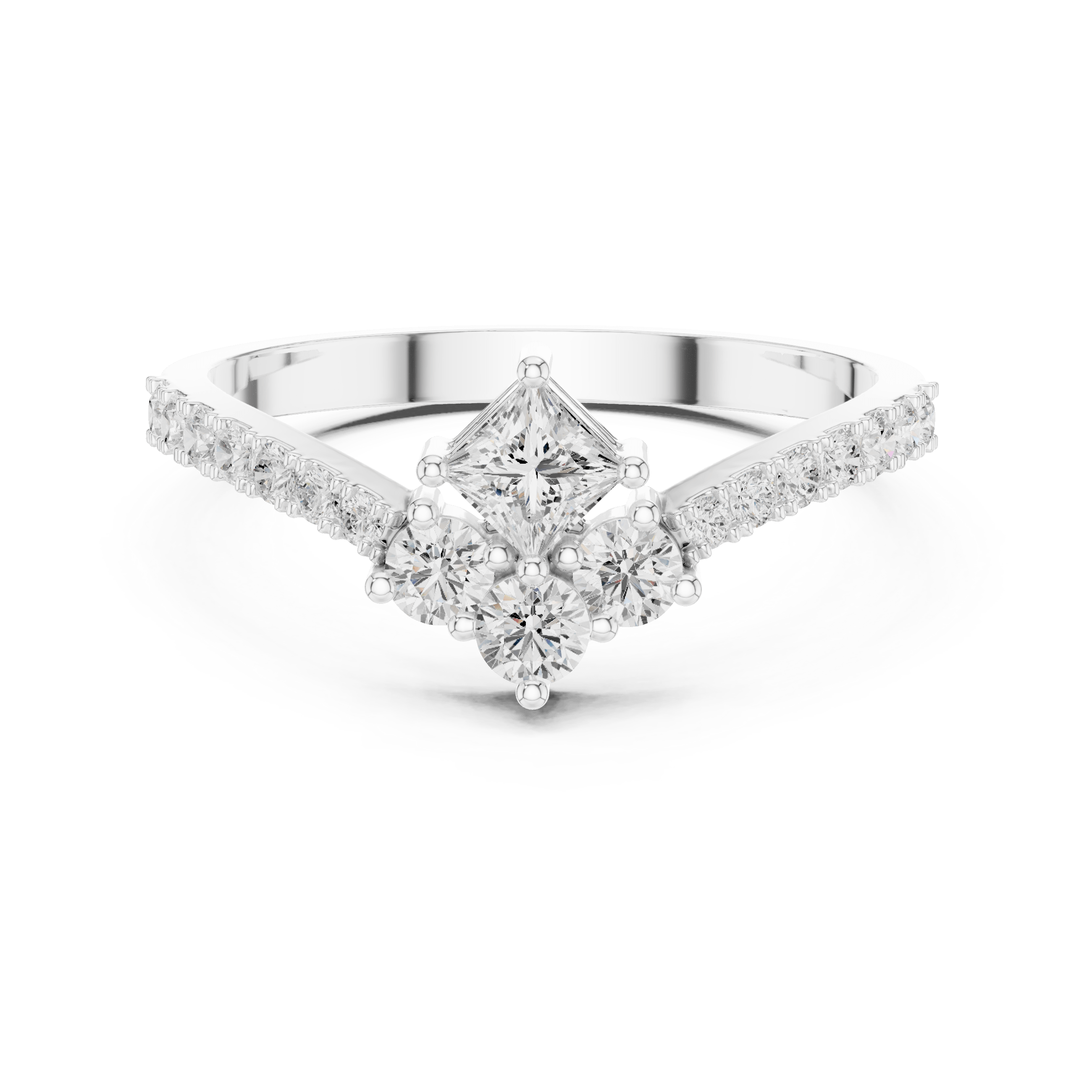 Kite Princess Chevron Cluster Lab Grown Diamond Ring