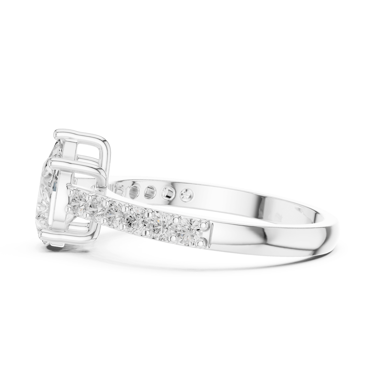 Teardrop Solitaire Pave Shank Lab Grown Diamond Ring