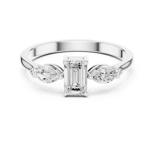 Emerald Cut Marquise Side Accent Lab Grown Diamond Ring
