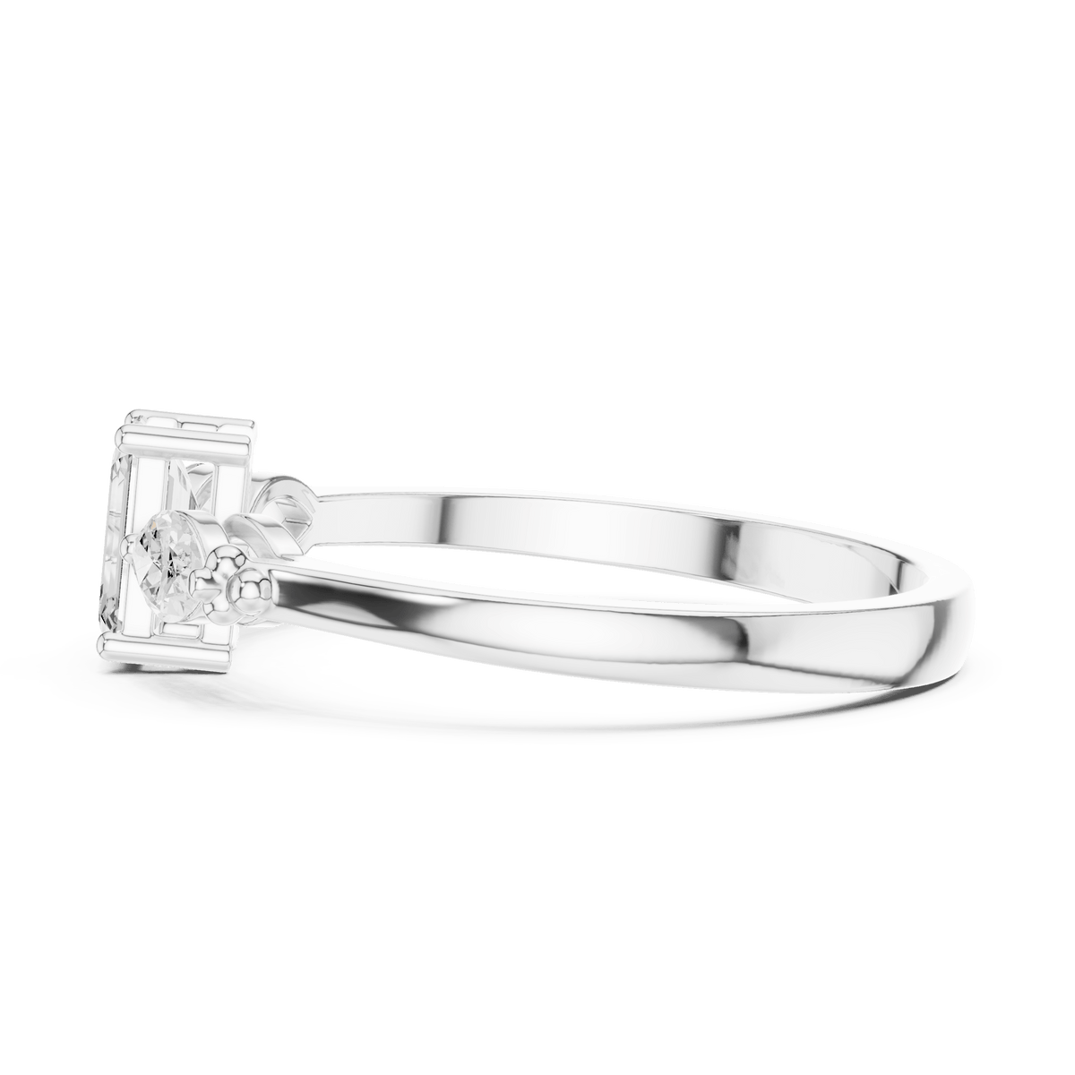 Emerald Cut Marquise Side Accent Lab Grown Diamond Ring