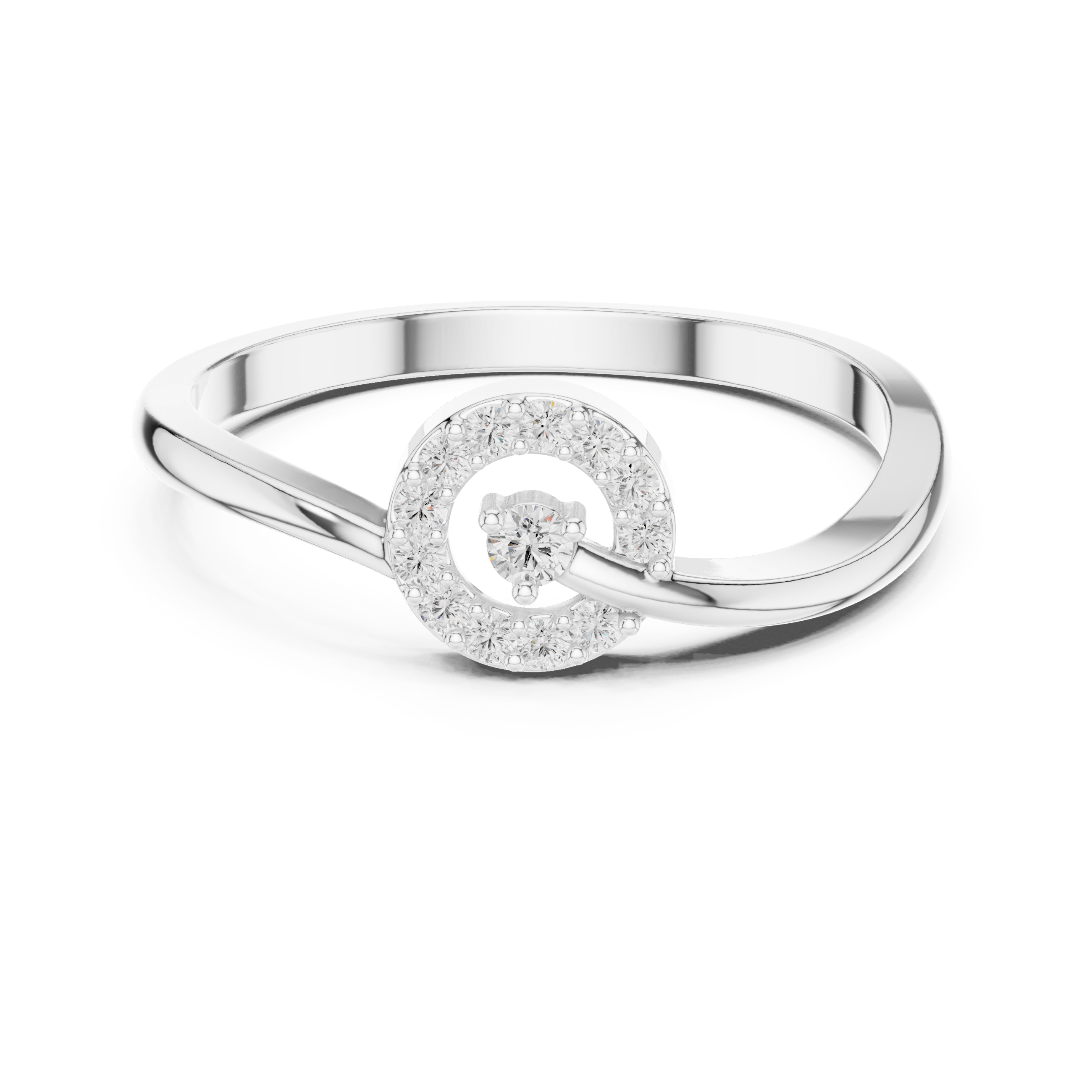 Swirl Open Circle Solitaire Lab Grown Diamond Ring