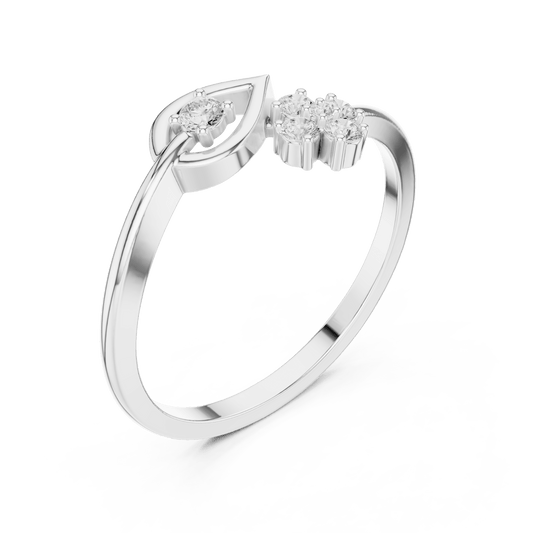 Leaf Motif Open Bypass Lab Grown Diamond Ring