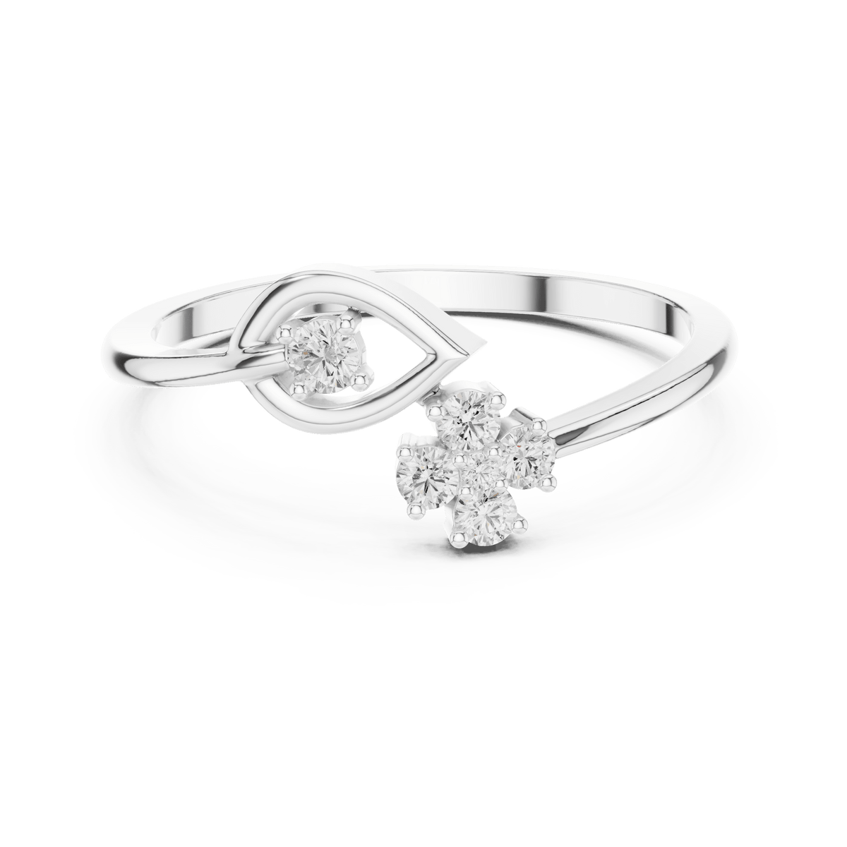 Leaf Motif Open Bypass Lab Grown Diamond Ring