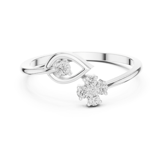 Leaf Motif Open Bypass Lab Grown Diamond Ring