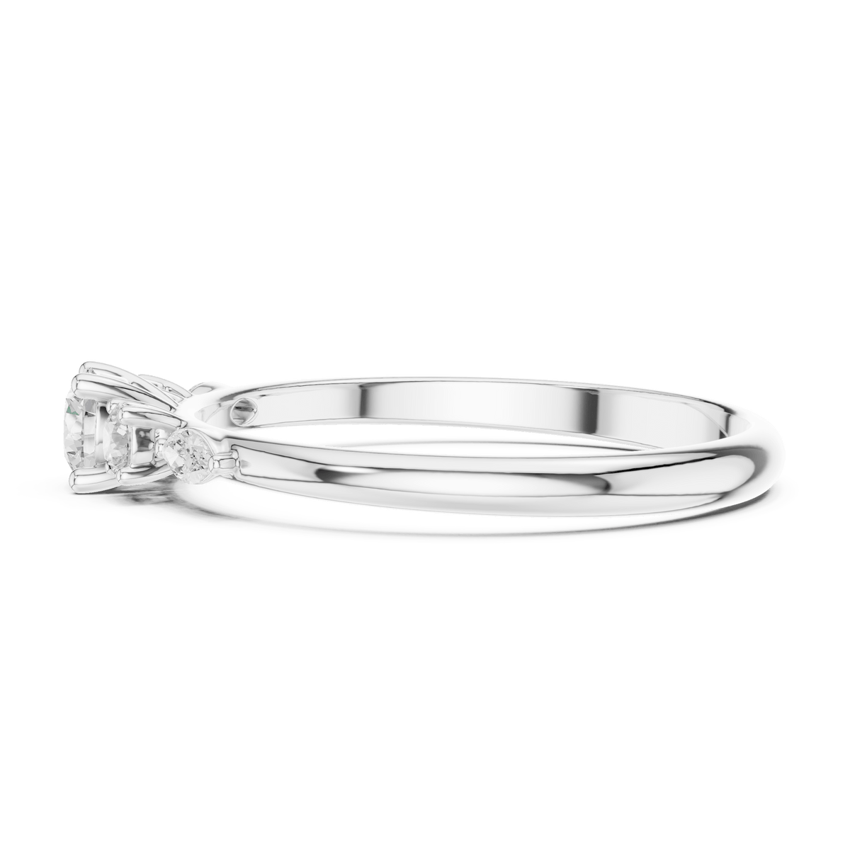 Round Solitaire Five-Stone Cluster Lab Grown Diamond Ring