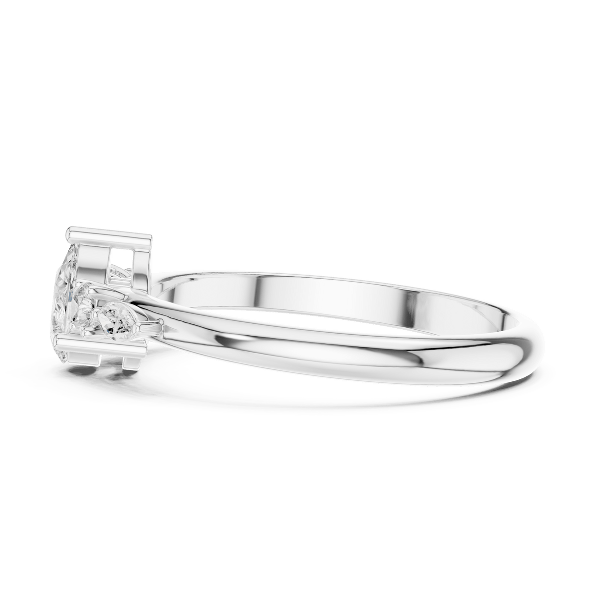 Pear Solitaire Five-Stone Cluster Lab Grown Diamond Ring