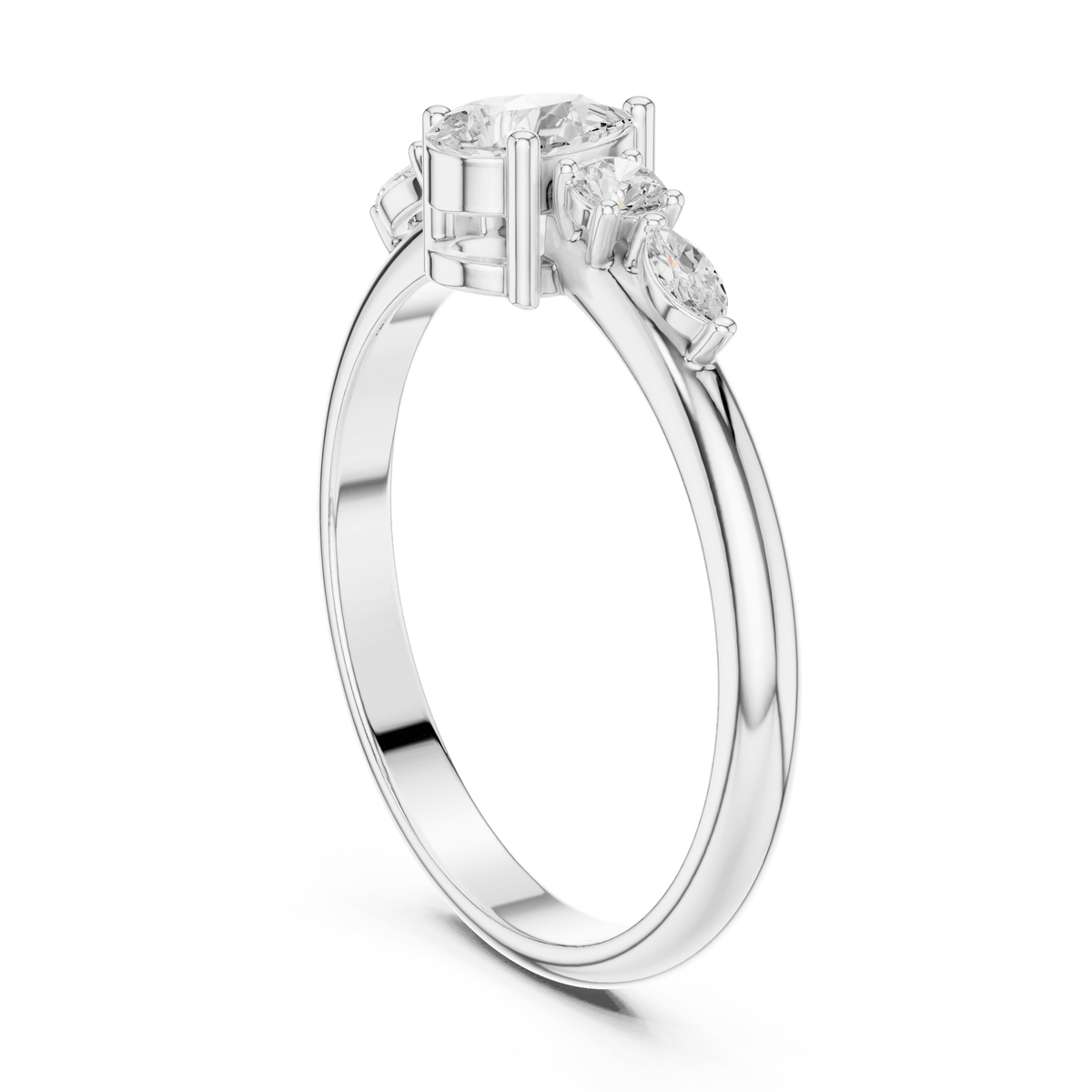 Pear Solitaire Five-Stone Cluster Lab Grown Diamond Ring