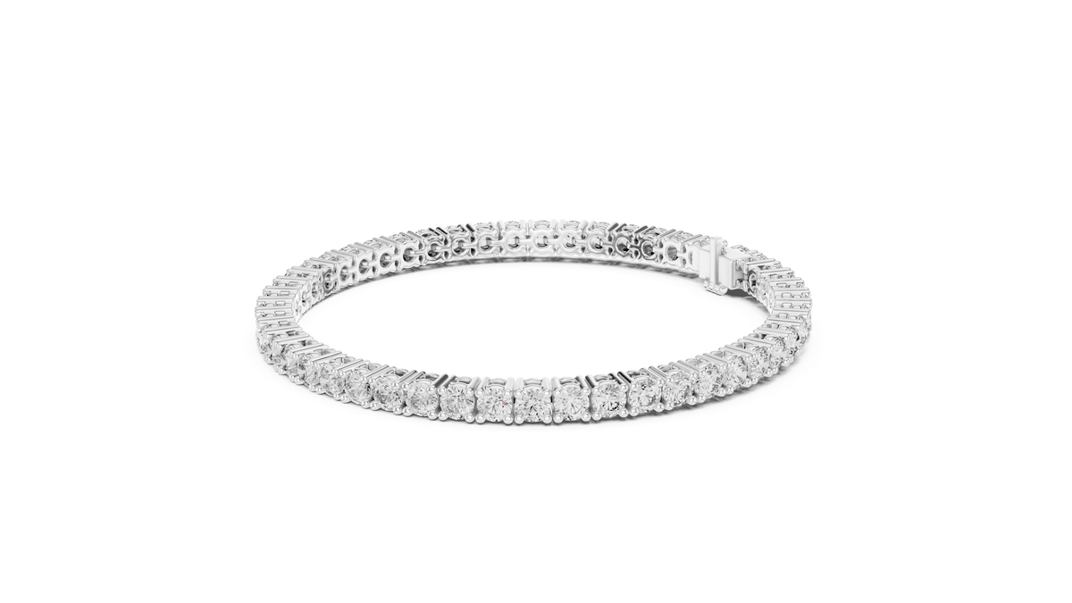 925 Silver Four-Prong Round Cut Lab Grown Diamond Tennis Bracelet