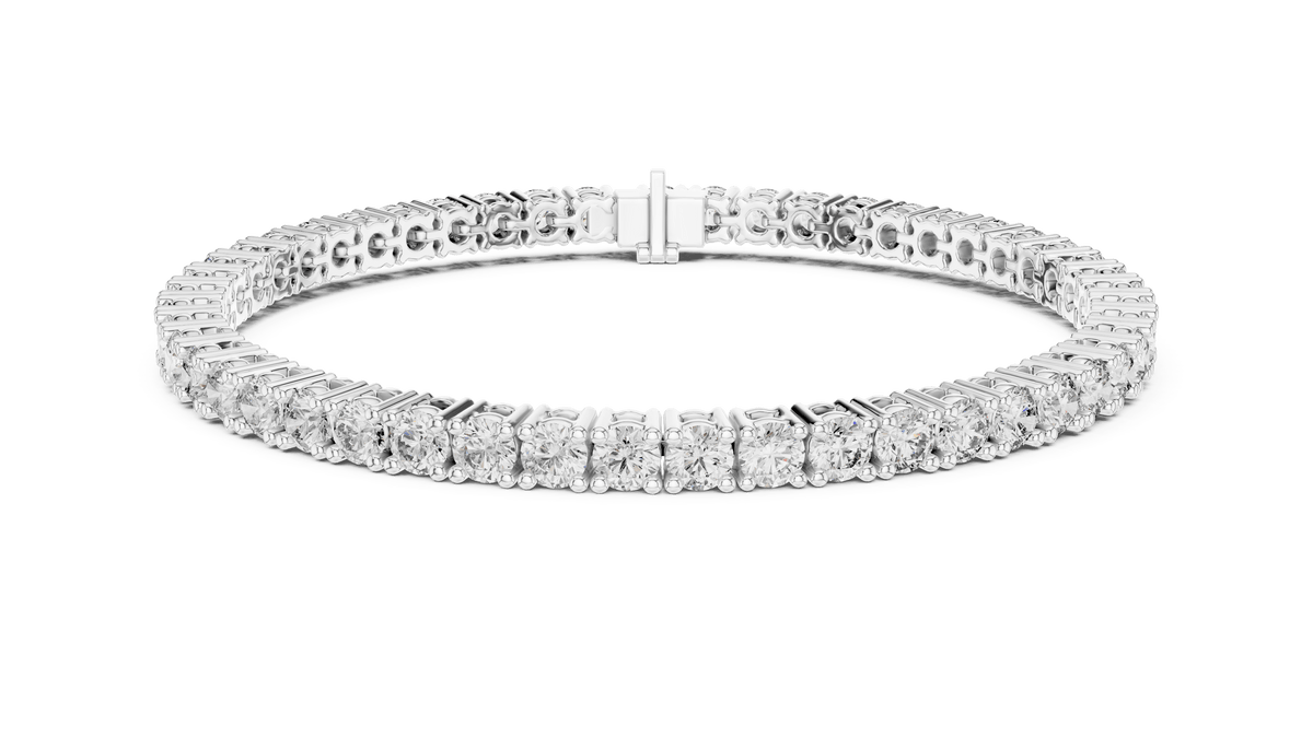 925 Silver Four-Prong Round Cut Lab Grown Diamond Tennis Bracelet