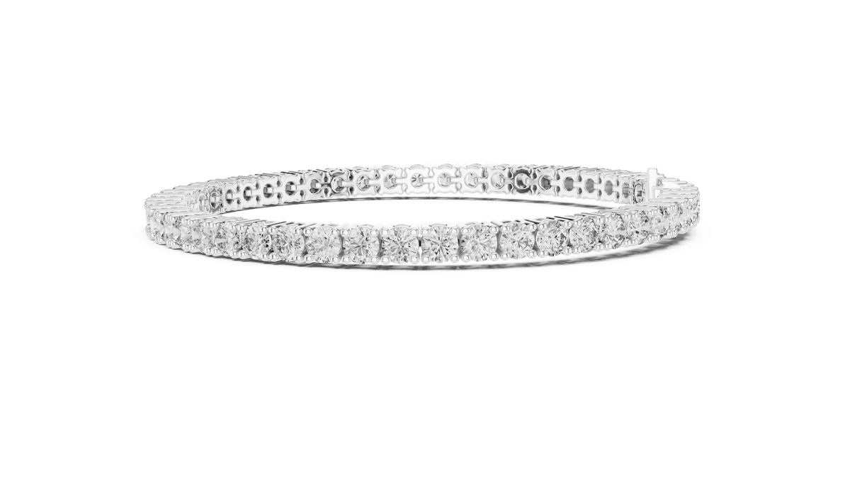 925 Silver Four-Prong Round Cut Lab Grown Diamond Tennis Bracelet