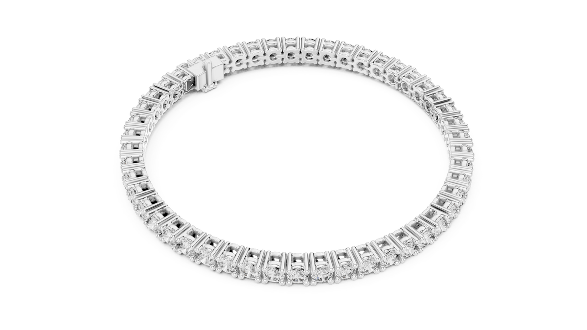 925 Silver Four-Prong Round Cut Lab Grown Diamond Tennis Bracelet