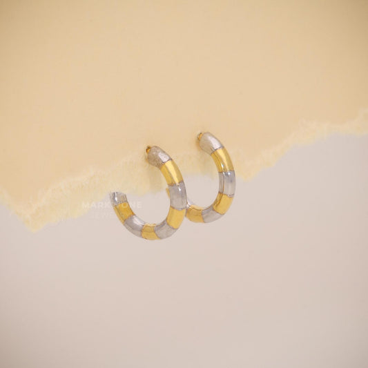 Aura 14K Solid Gold Two-Tone Segmented Hoop Earrings