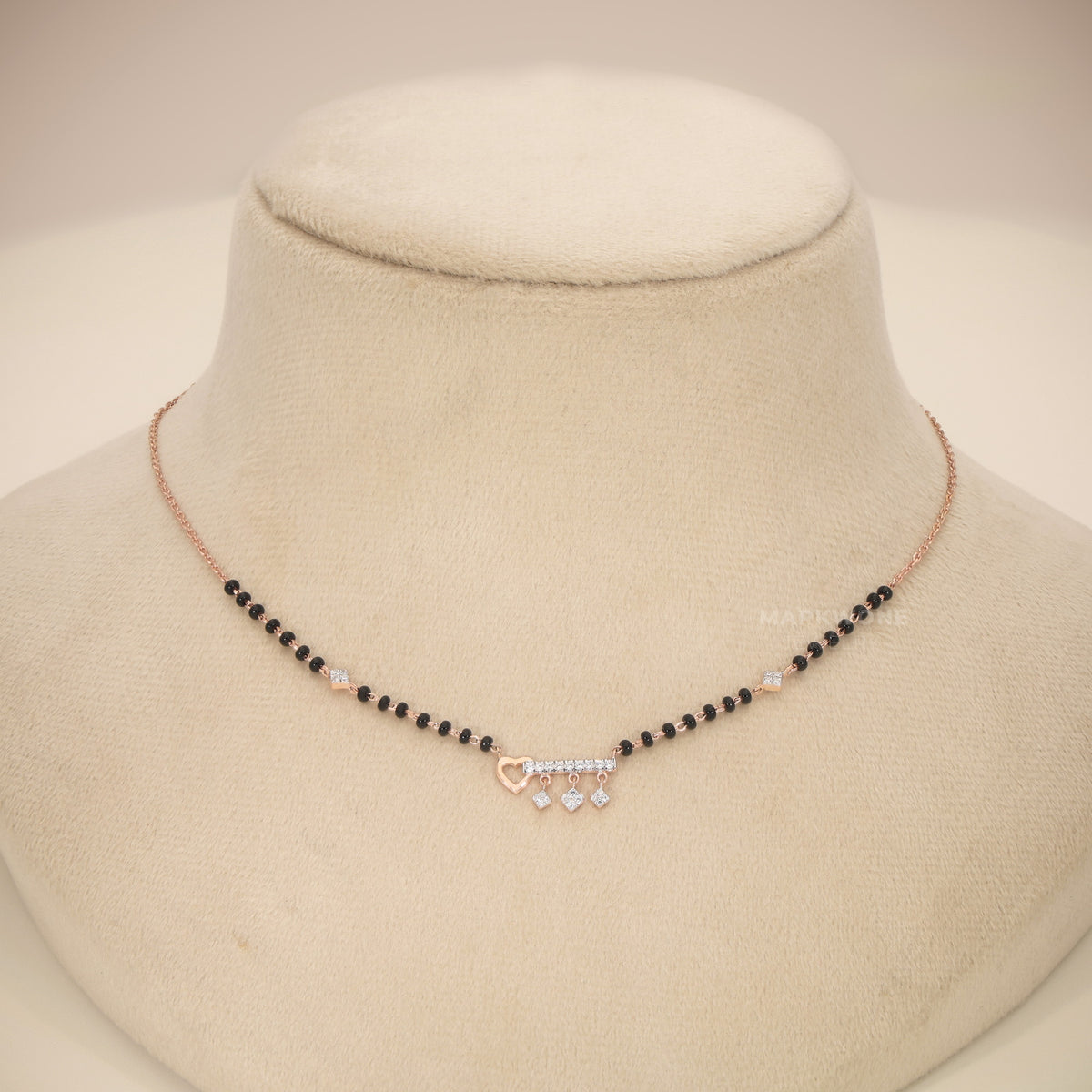 Rose Gold Diamond Cluster Moissanite Modern Mangalsutra