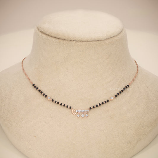 Rose Gold Diamond Cluster Moissanite Modern Mangalsutra