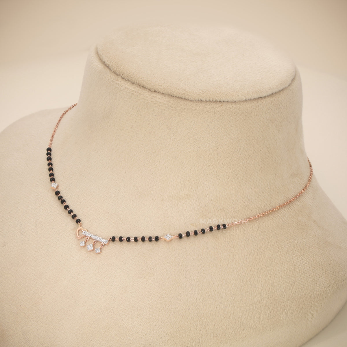 Rose Gold Diamond Cluster Moissanite Modern Mangalsutra