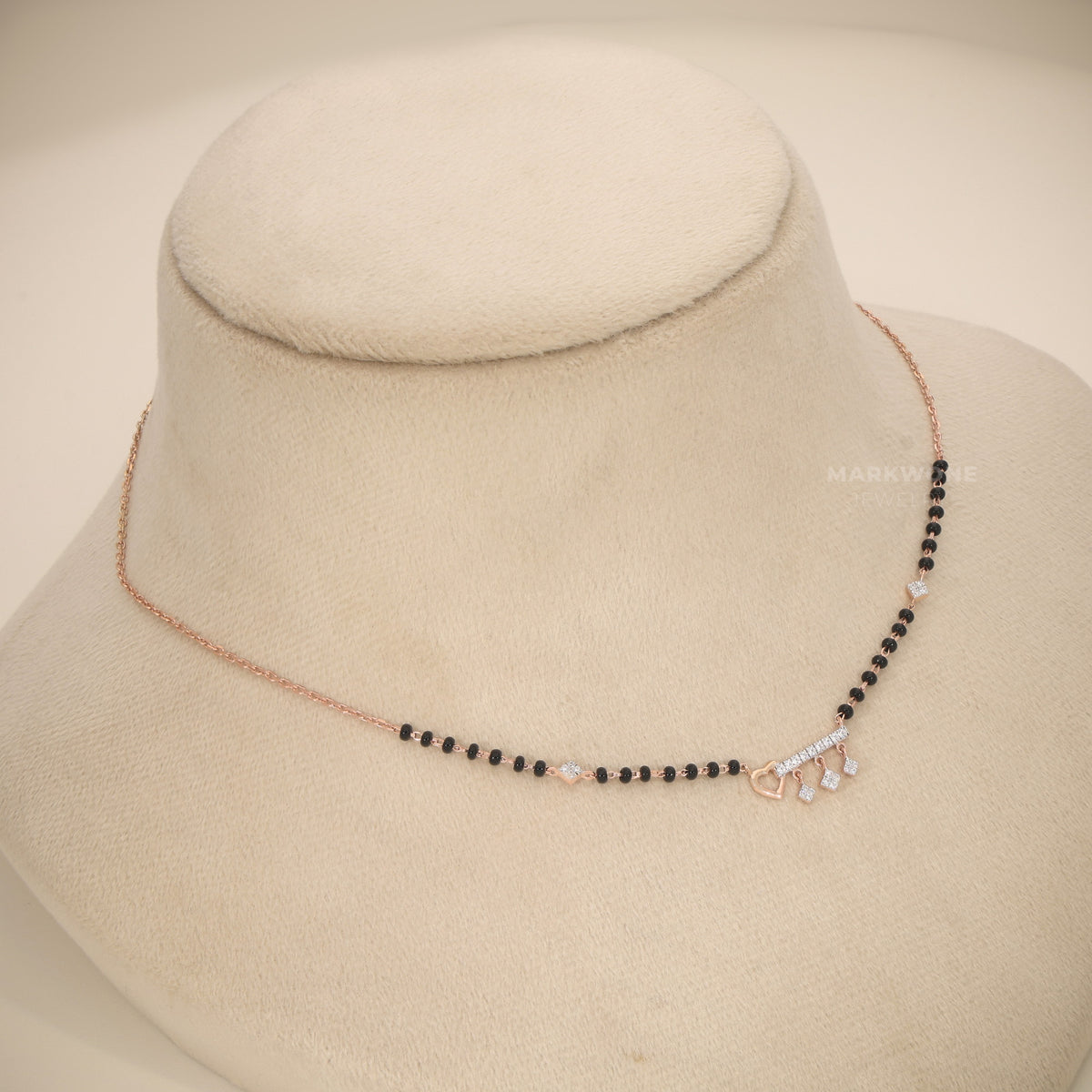 Rose Gold Diamond Cluster Moissanite Modern Mangalsutra