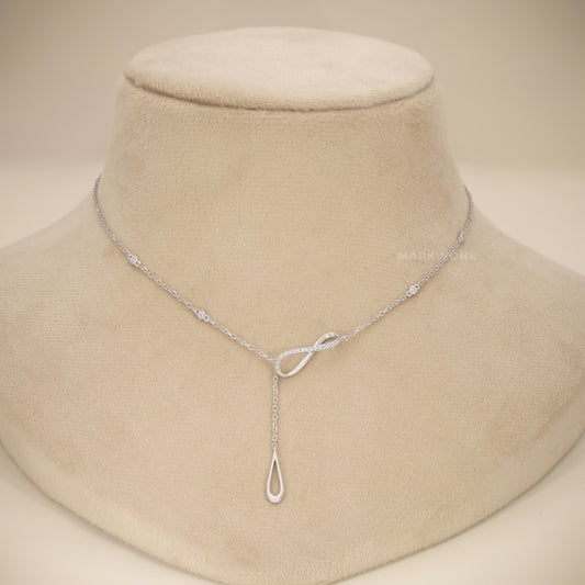 925 Sterling Silver Abstract Infinity Loop Teardrop Necklace