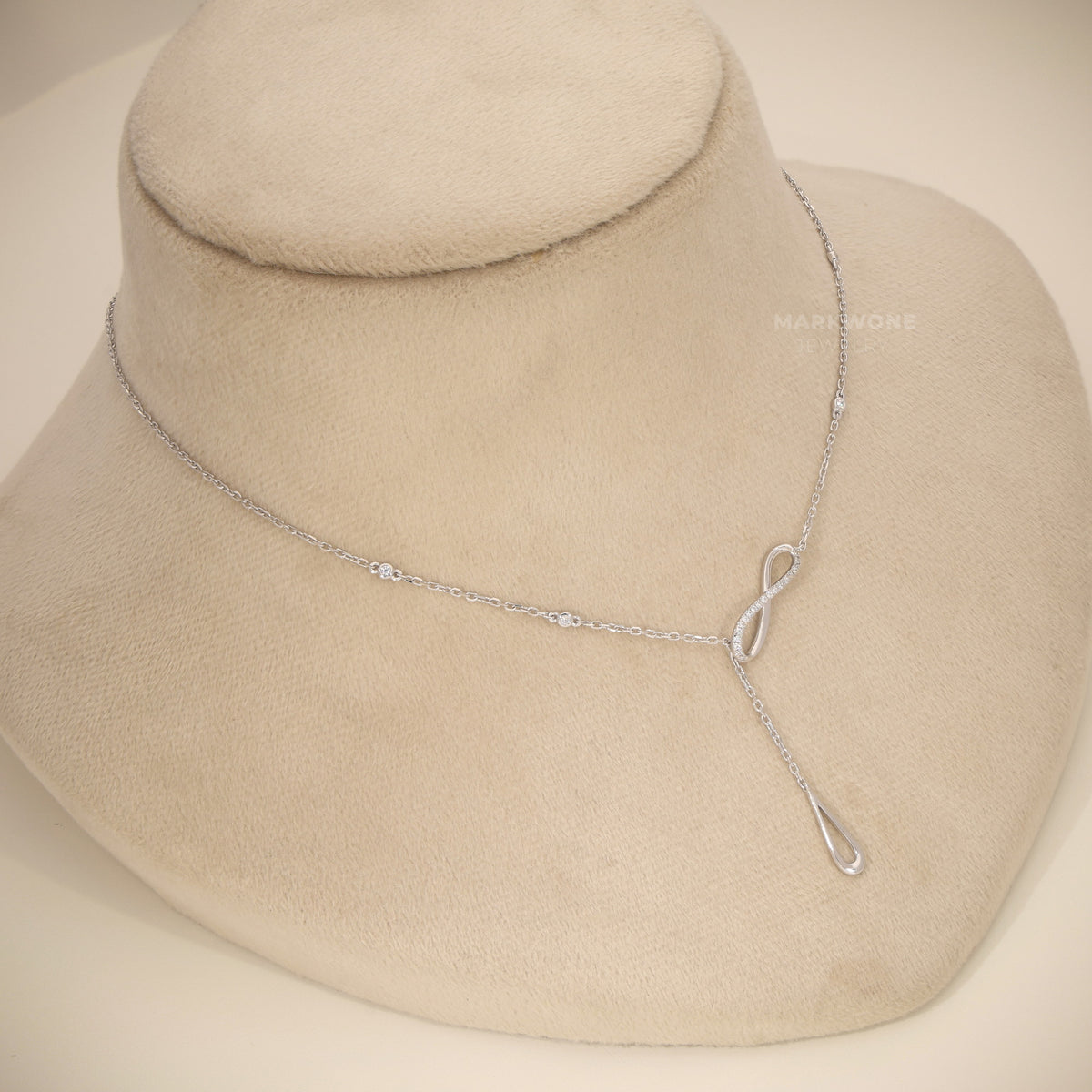 925 Sterling Silver Abstract Infinity Loop Teardrop Necklace