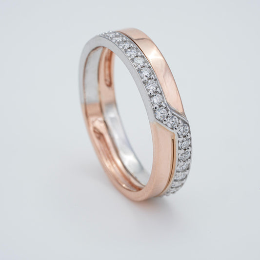 14K Solid White & Rose Gold Two-Tone Lab Grown Diamond Pave Band