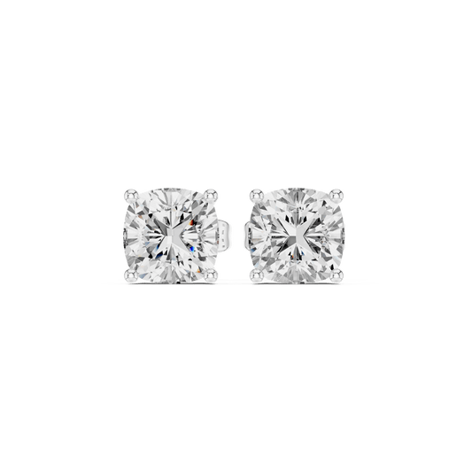 Cushion Cut Solitaire Lab Grown Diamond Earrings