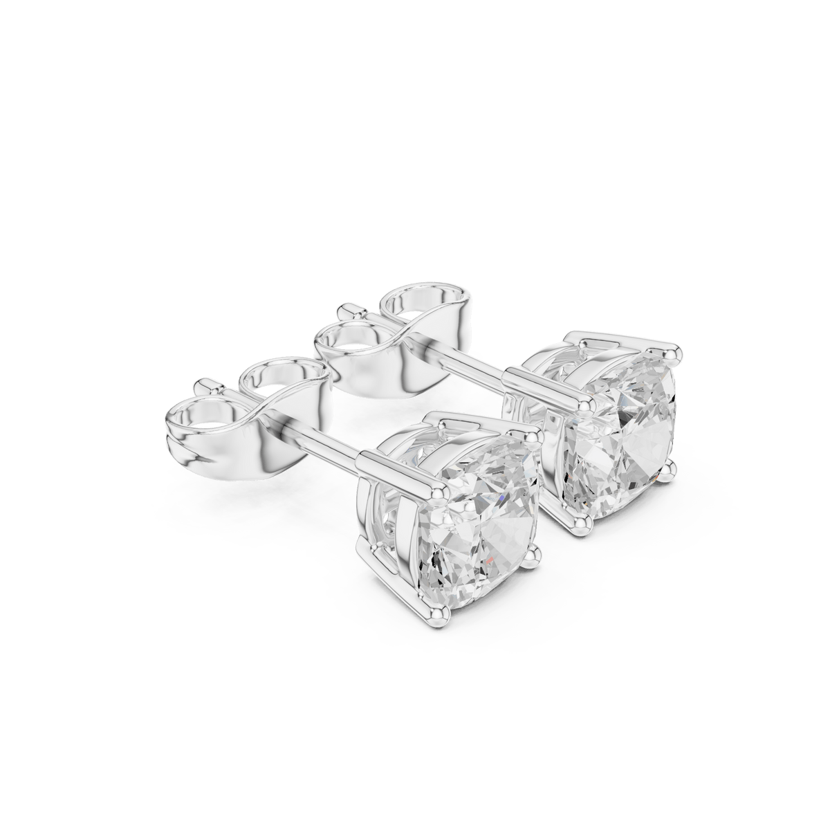 Cushion Cut Solitaire Lab Grown Diamond Earrings