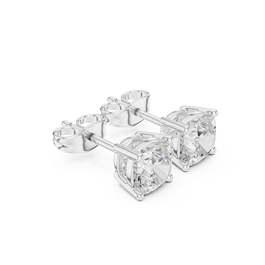 Cushion Cut Solitaire Lab Grown Diamond Earrings