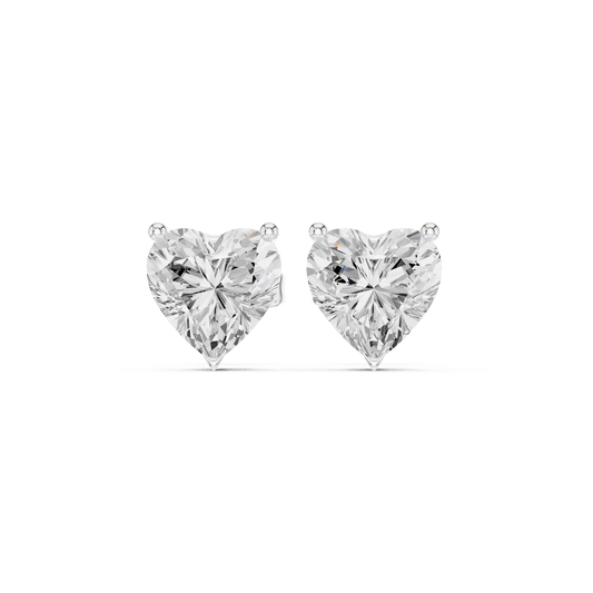 Heart Cut Solitaire Lab Grown Diamond Earrings