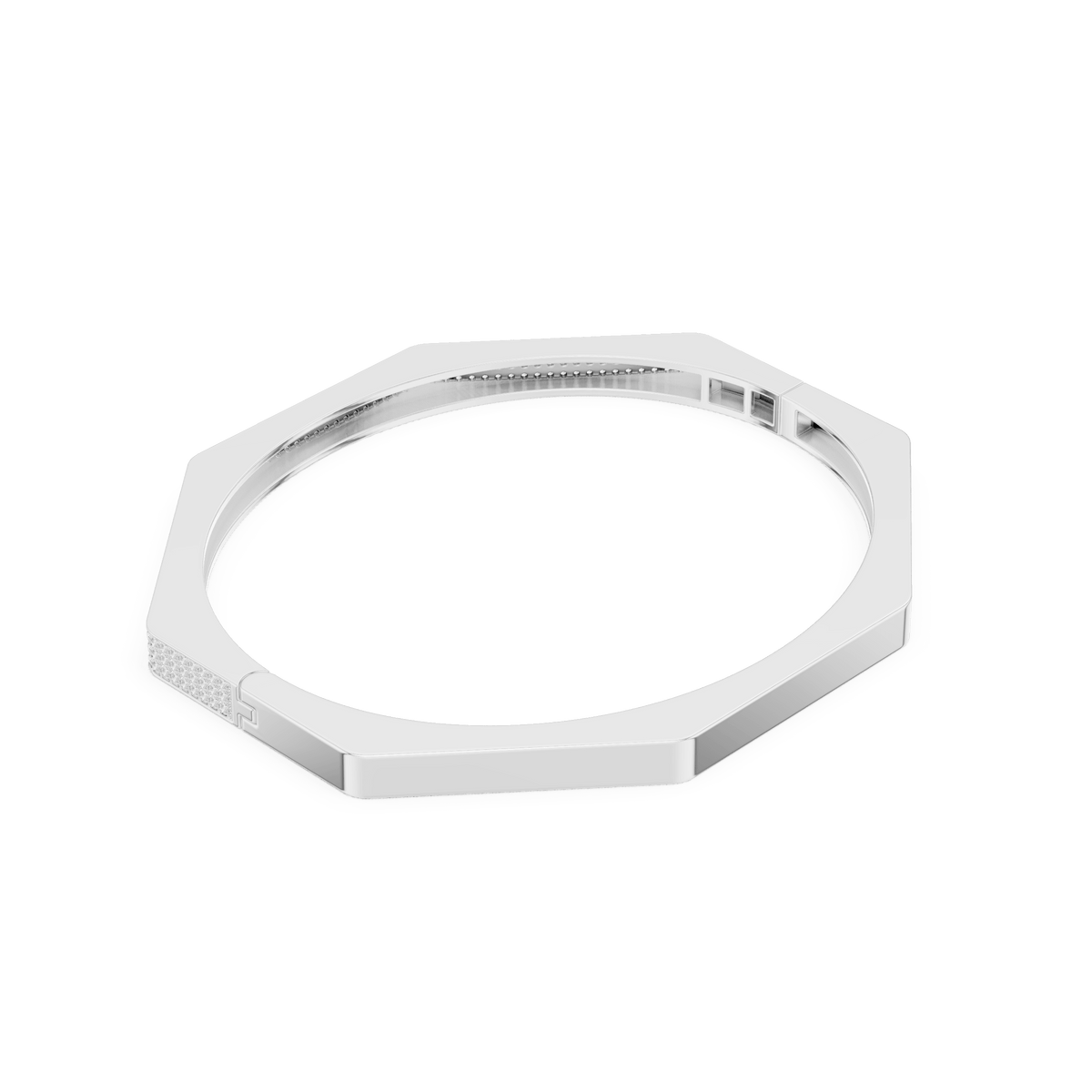  Octagon Geometric Lab Grown Diamond Bangle Bracelet in 925 Sterling Silver