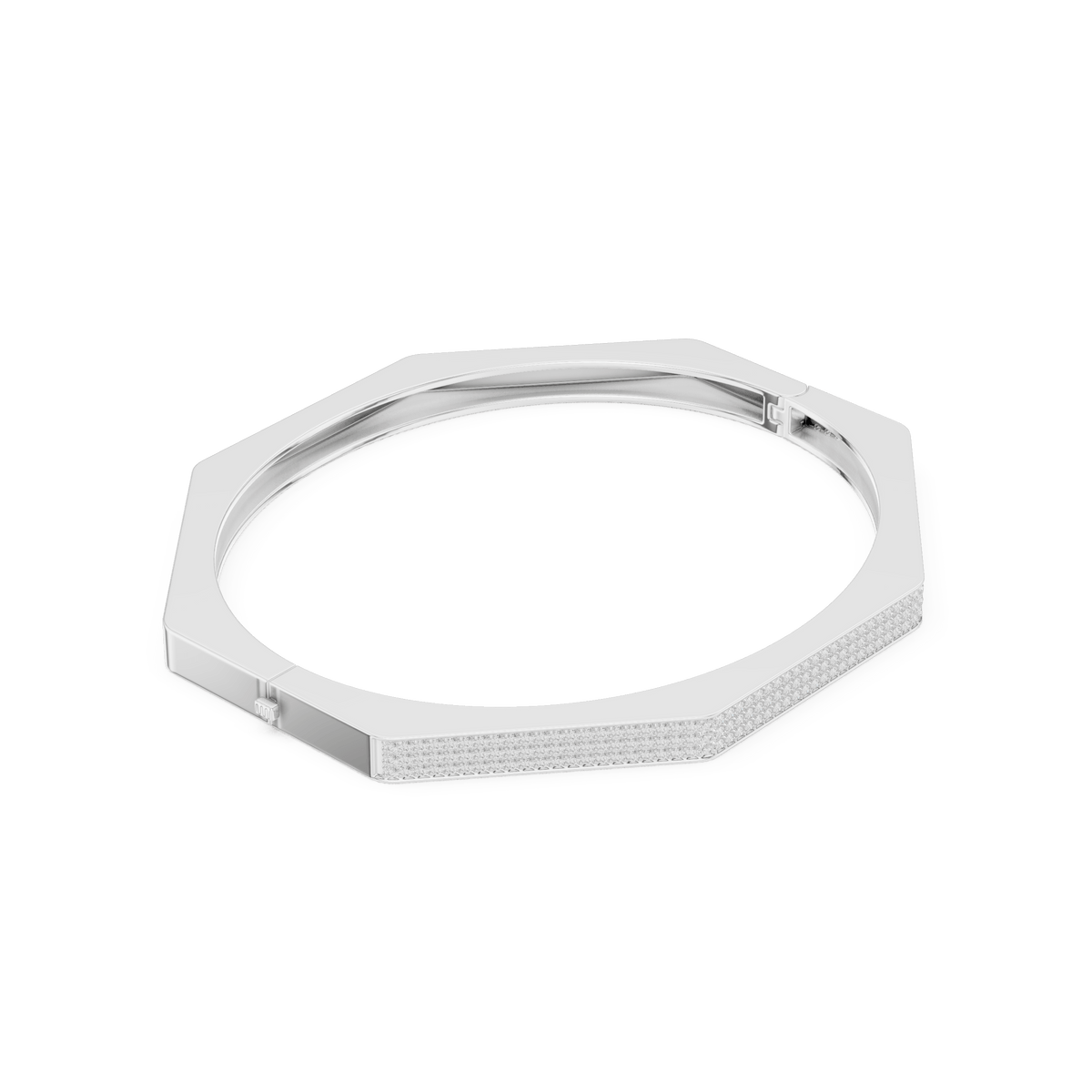  Octagon Geometric Lab Grown Diamond Bangle Bracelet in 925 Sterling Silver
